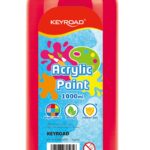 Farba akrylowa KEYROAD, 1000ml, butelka, czerwona