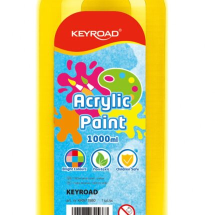 Farba akrylowa KEYROAD, 1000ml, butelka, żółta