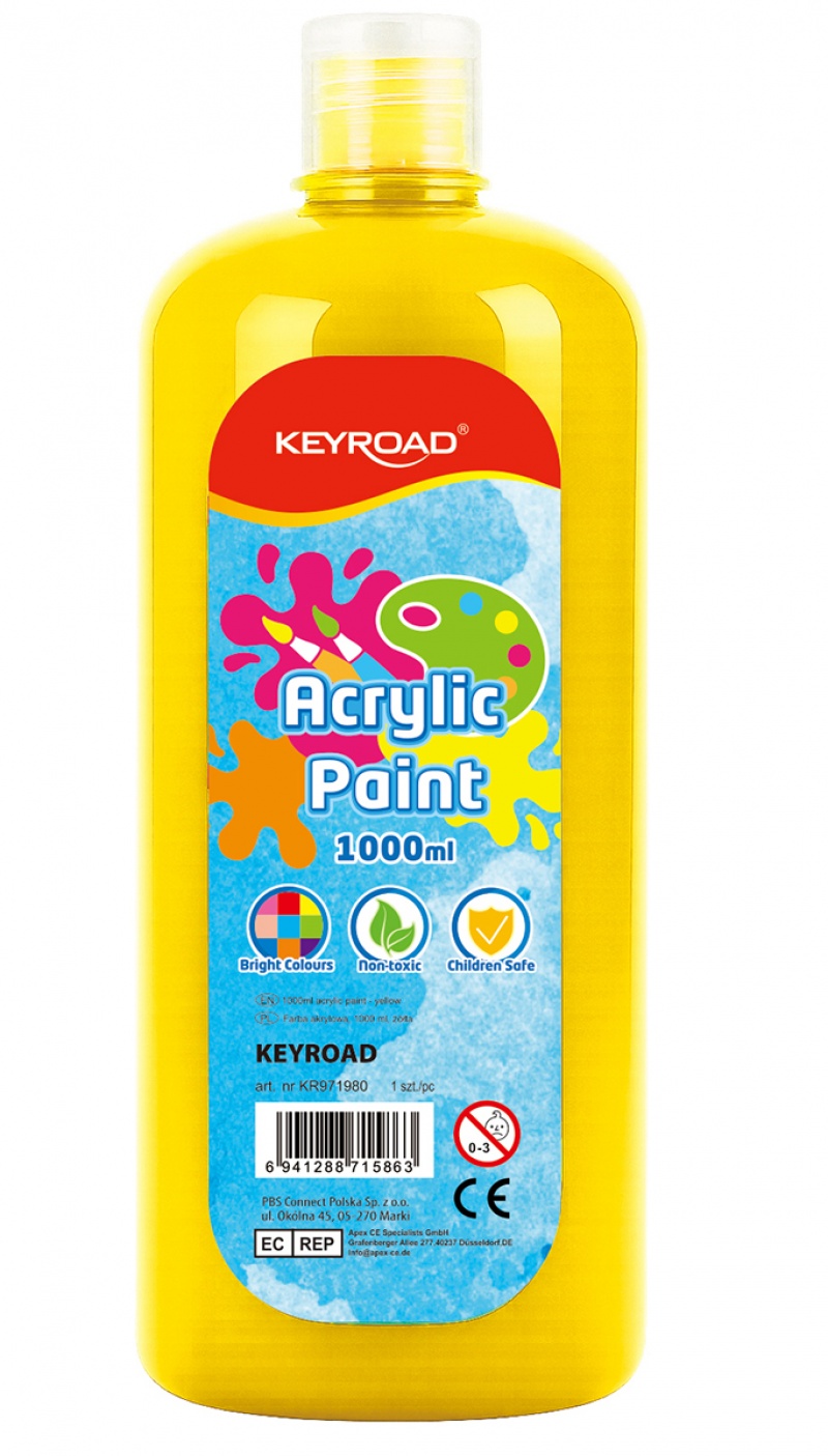 375922-392748-farba_akrylowa_keyroad_1000ml_butelka_zolta-800w Farba akrylowa KEYROAD, 1000ml, butelka, żółta - obrazek 1