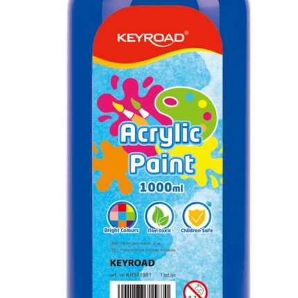 Farba akrylowa KEYROAD, 1000ml, butelka, niebieska