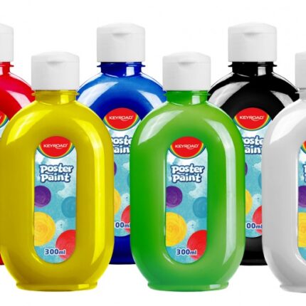 Farba plakatowa KEYROAD, 300ml, butelka, mix kolorów podstawowych