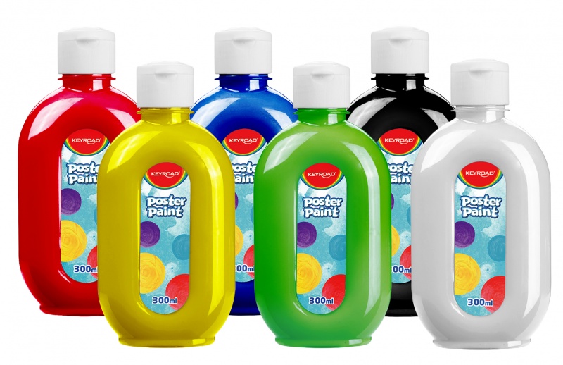 376004-392815-farba_plakatowa_keyroad_300ml_butelka_6_szt_-800w Farba plakatowa KEYROAD, 300ml, butelka, mix kolorów podstawowych - obrazek 1