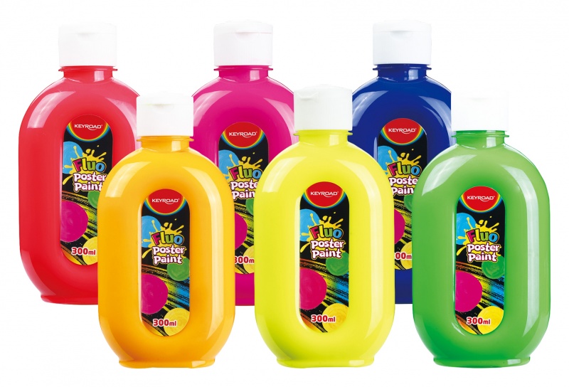 376005-392816-farba_plakatowa_keyroad_300ml_butelka_6_szt_-800w Farba plakatowa KEYROAD, 300ml, butelka, mix kolorów neonowych - obrazek 1