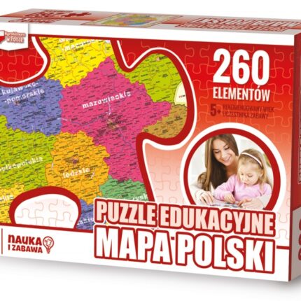 Puzzle edukacyjne GŁOWALA, mapa Polski, 260 elementów, 60x40cm