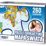 Puzzle edukacyjne GŁOWALA, mapa Świata, 260 elementów, 60x40cm