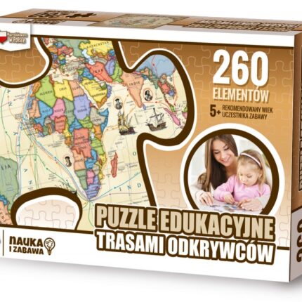 Puzzle edukacyjne GŁOWALA, z trasami odkrywców, 260 elementów, 60x40cm