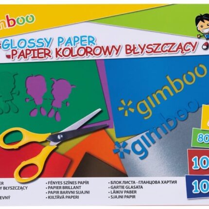 Zeszyt papierów kolorowych błyszczących GIMBOO, A4, 10 kartek, 80gsm, mix kolorów (opakowanie 6 szt.)