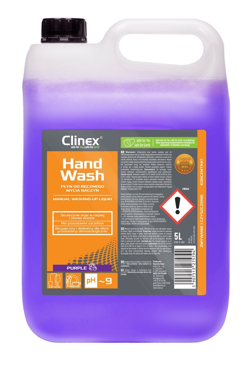 378358-395187-plyn_clinex_handwash_do_recznego_mycia_naczy-800w Płyn CLINEX HandWash, do ręcznego mycia naczyń, purple, 5l - obrazek 1