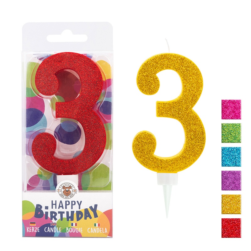 379115-395356-swieczka_urodzinowa_trendhaus_birthday_fun_m-800w Świeczka urodzinowa TRENDHAUS Birthday Fun maxi, brokatowa, cyfra 3, mix kolorów (opakowanie 6 szt.) - obrazek 1