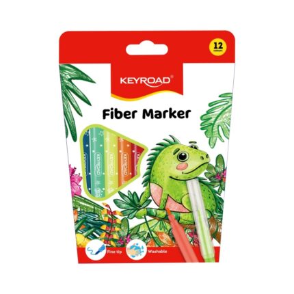 Flamastry KEYROAD Fiber Marker, 12szt., na zawieszce, mix kolorów