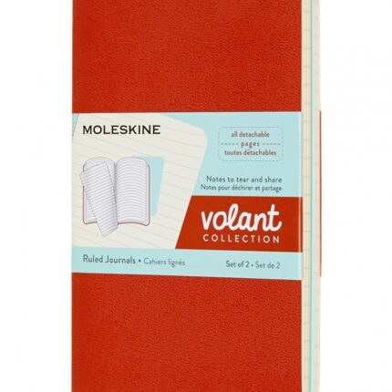 Zestaw 2 zeszytów MOLESKINE Volant, P, 9x14cm, w linie, 80 stron, coral orange/aquamarine