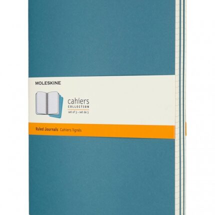 Zestaw 3 zeszytów MOLESKINE Cahier, XL, 19x25cm, w linie, 120 stron, brisk blue