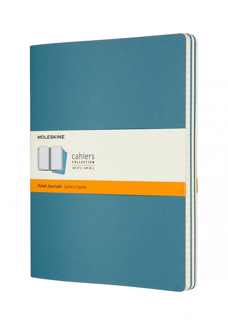 380406-396377-zestaw_3_zeszytow_moleskine_cahier_xl_19x25c-800w Zestaw 3 zeszytów MOLESKINE Cahier, XL, 19x25cm, w linie, 120 stron, brisk blue - obrazek 1