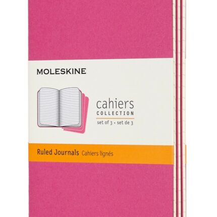 Zestaw 3 zeszytów MOLESKINE Cahier Journals, P, 9x14cm, w linie, 64 strony, kinetic pink