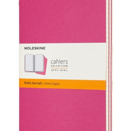 Zestaw 3 zeszytów MOLESKINE Cahier, L, 13x21cm, w linie, 80 stron, kinetic pink
