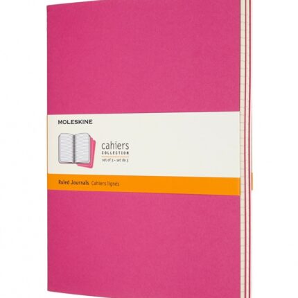 Zestaw 3 zeszytów MOLESKINE Cahier, XL, 19x25cm, w linie, 120 stron, kinetic pink