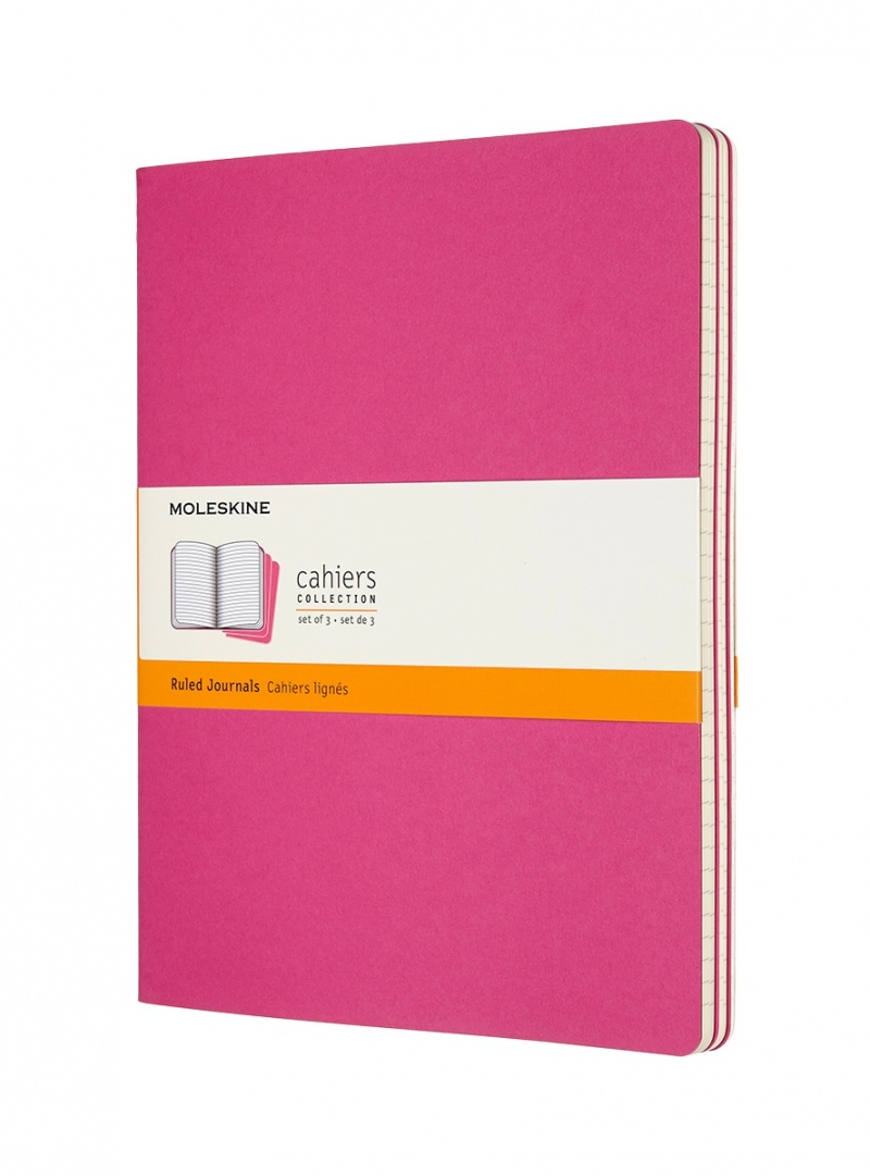 380436-396378-zestaw_3_zeszytow_moleskine_cahier_xl_19x25c-800w-1 Zestaw 3 zeszytów MOLESKINE Cahier, XL, 19x25cm, w linie, 120 stron, kinetic pink - obrazek 1