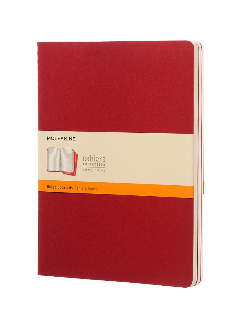 380681-396381-zestaw_3_zeszytow_moleskine_cahier_xl_19x25c-800w-1 Zestaw 3 zeszytów MOLESKINE Cahier, XL, 19x25cm, w linie, 120 stron, cranberry red - obrazek 1