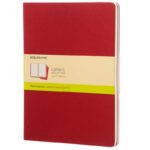 Zestaw 3 zeszytów MOLESKINE Cahier, XL, 19x25cm, gładki, 120 stron, cranberry red