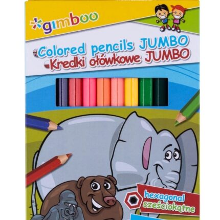 Kredki ołówkowe GIMBOO Jumbo, sześciokątne, 12szt., mix kolorów