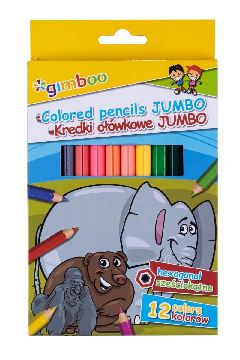 382753-71191-kredki_olowkowe_gimboo_jumbo_szesciokatne_12s-800w Kredki ołówkowe GIMBOO Jumbo, sześciokątne, 12szt., mix kolorów - obrazek 1