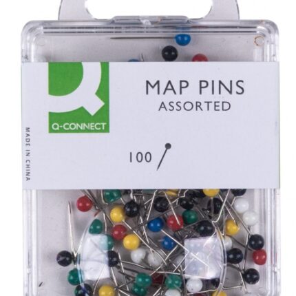 Szpilki Q-CONNECT, 4x20mm, w plastikowym pudełku, 100 szt., mix kolorów