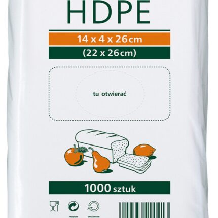 Torebki spożywcze SARANTIS, HDPE, 14x4x26cm, 1000 szt., transparentne
