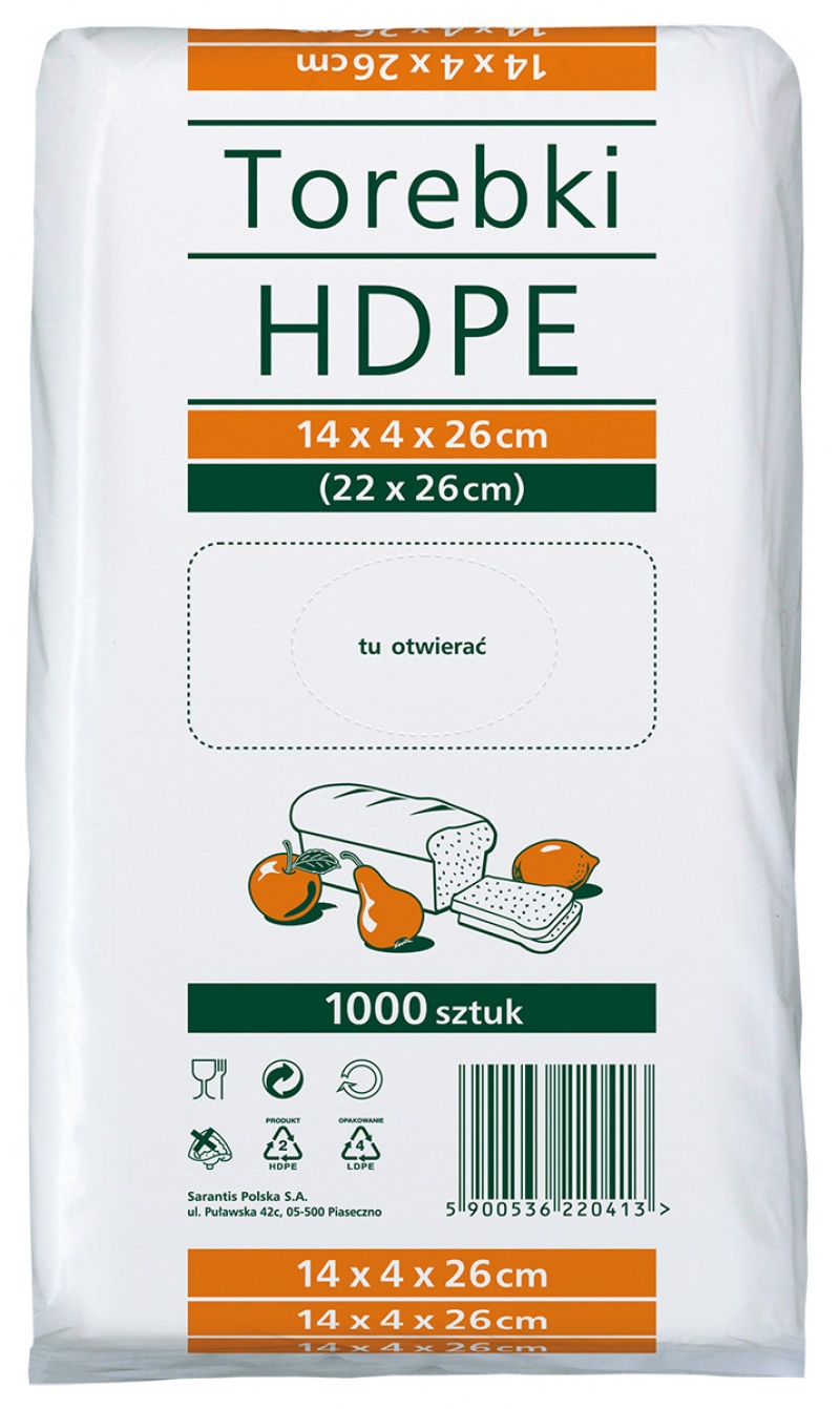384415-377620-torebki_spozywcze_sarantis_hdpe_14x4x26cm_10-800w Torebki spożywcze SARANTIS, HDPE, 14x4x26cm, 1000 szt., transparentne - obrazek 1