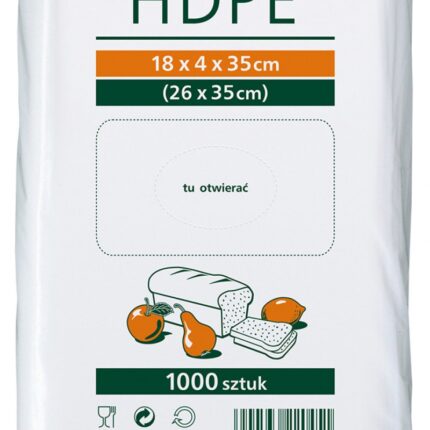 Torebki spożywcze SARANTIS, HDPE, 18x4x35cm, 1000 szt., transparentne