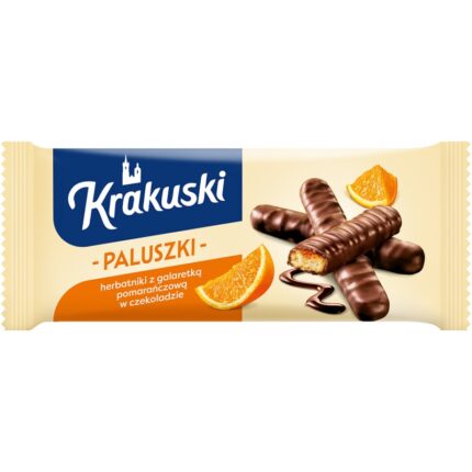 Ciastka paluszki KRAKUSKI, pomarańcza w czekoladzie, 144g (opakowanie 37 szt.)