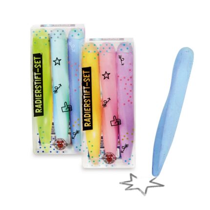 Gumki do ścierania Twist TRENDHAUS BTS, zestaw 3 szt., mix kolorów (opakowanie 12 szt.)