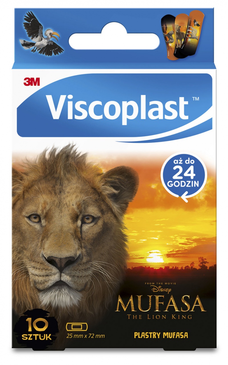 387101-402070-plastry_dzieciece_viscoplast_3m_mufasa_krol_-800w-1 Plastry dziecięce VISCOPLAST-3M, Mufasa Król Lew, 72x25 mm, 10 szt., pudełko - obrazek 1