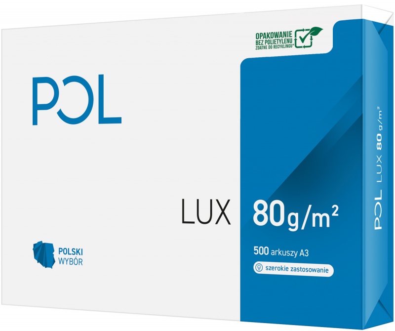 388590-27062-papier_ksero_pol_lux_a3_klasa_b_161cie_80gsm_-800w Papier ksero POL LUX, A3, klasa B, 161CIE, 80gsm, 500ark. (pakiet 5 opakowań) - obrazek 1