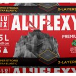 Worki na śmieci ALUFIX Aluflexy, z taśmą, LDPE, 35l, 15 szt., stalowe