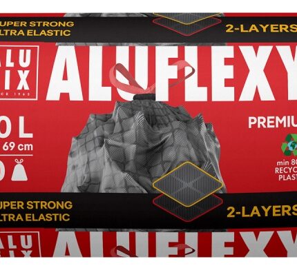 Worki na śmieci ALUFIX Aluflexy, z taśmą, LDPE, 60l, 10 szt., stalowe