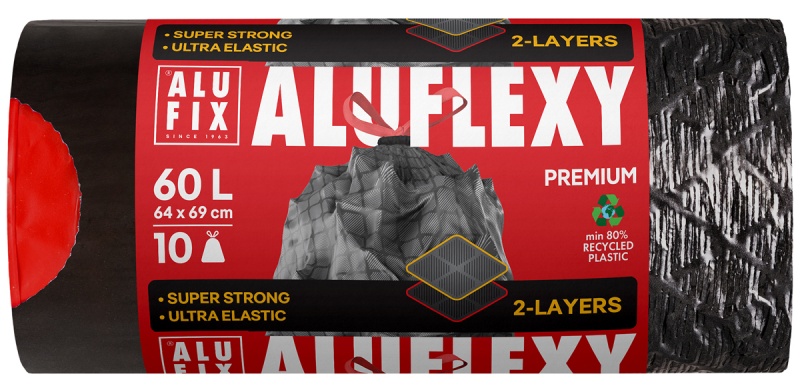 389437-403647-worki_na_smieci_alufix_aluflexy_z_tasma_ldpe-800w Worki na śmieci ALUFIX Aluflexy, z taśmą, LDPE, 60l, 10 szt., stalowe - obrazek 1