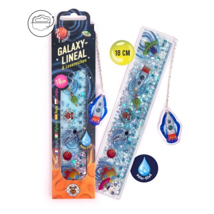 Linijka Galaxy 18 cm z zakładką do książki TRENDHAUS Space Adventure, mix kolorów (opakowanie 15 szt.)