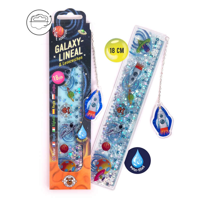 389985-404151-linijka_galaxy_18_cm_z_zakladka_do_ksiazki_t-800w Linijka Galaxy 18 cm z zakładką do książki TRENDHAUS Space Adventure, mix kolorów (opakowanie 15 szt.) - obrazek 1
