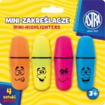 Mini zakreślacze ASTRA 4 kolory - 4 szt. blister