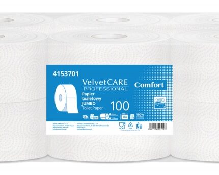 Papier toaletowy celulozowy VELVET Professional Jumbo, 2-warstwowy, 500 listków, 100m, 12szt., biały