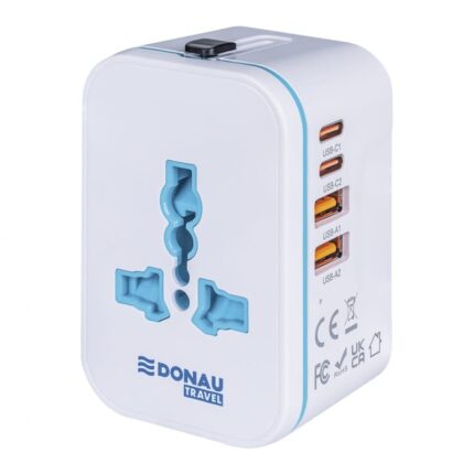 Adapter podróżny DONAU TRAVEL 205, szybkie ładowanie, biały
