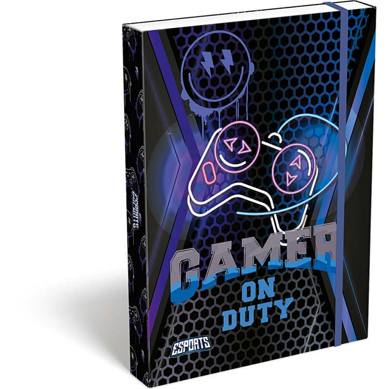 394513-407418-teczka_z_gumka_ico_lizzy_esport_gamer_on_dut-800w Teczka z gumką ICO Lizzy Esport Gamer on Duty, przestrzenna, A4, mix kolorów - obrazek 1