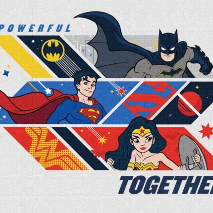 Malowanie po numerach IDEYKA, 30x40 cm, Super Friends: Powerful Together, 1 szt.