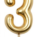 Świeczka PARTY GO, cyfra 3, 6cm, złota (opakowanie 24 szt.)