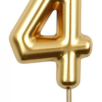 Świeczka PARTY GO, cyfra 4, 6cm, złota (opakowanie 24 szt.)