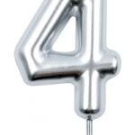 Świeczka PARTY GO, cyfra 4, 6cm, srebrna (opakowanie 24 szt.)