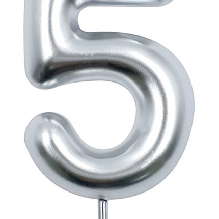 Świeczka PARTY GO, cyfra 5, 6cm, srebrna (opakowanie 24 szt.)