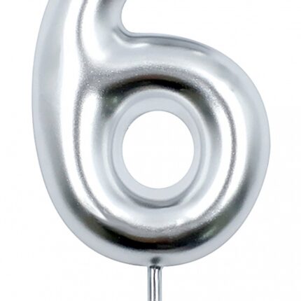 Świeczka PARTY GO, cyfra 6, 6cm, srebrna (opakowanie 24 szt.)