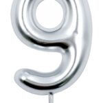Świeczka PARTY GO, cyfra 9, 6cm, srebrna (opakowanie 24 szt.)