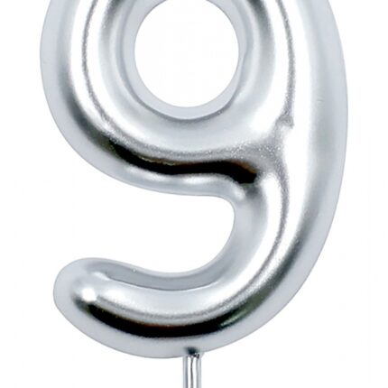 Świeczka PARTY GO, cyfra 9, 6cm, srebrna (opakowanie 24 szt.)